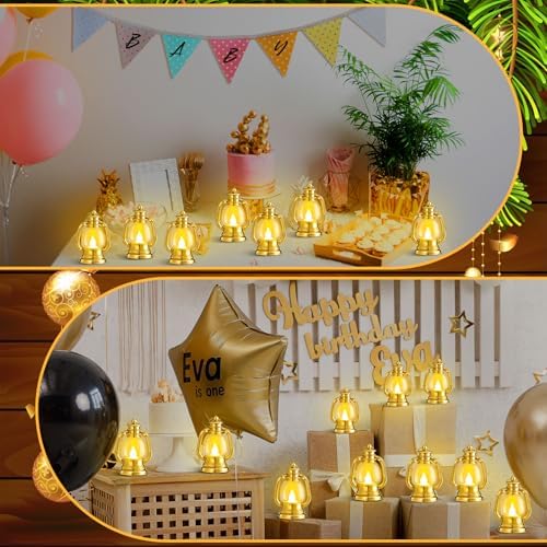 Ferraycle 12 Pcs Mini Lanterns Bulk 4 Inch Gold Lamp Table Centerpieces - Image 4