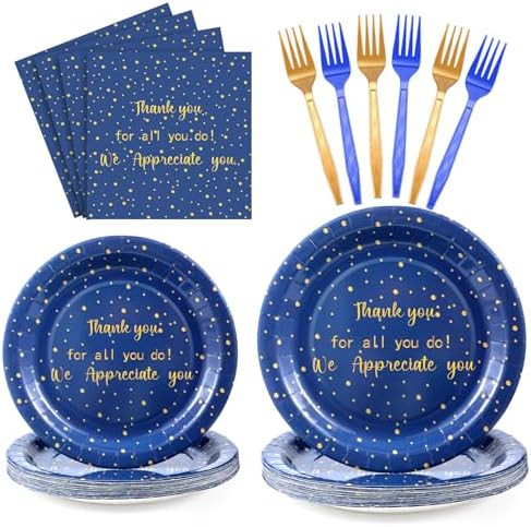 Geyoga 96 Pcs We Appreciate You Decoration Set,Blue and Gold,Thankful by Geyoga