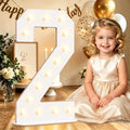 Pooqla 2nd Birthday Decorations, 17.3 in White Wooden Light Up Numbers 2 by Pooqla
