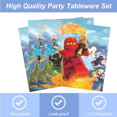 Ninja-go Party Supplies 40pck include 20 plates, 20 napkins for the birthday Ninja party decoration - Image 2