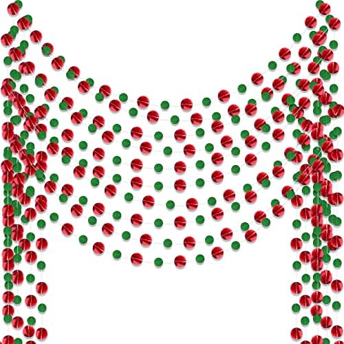 Outus 10 Pieces Red, Green Round Dots Garland Party Hanging Decor by Outus