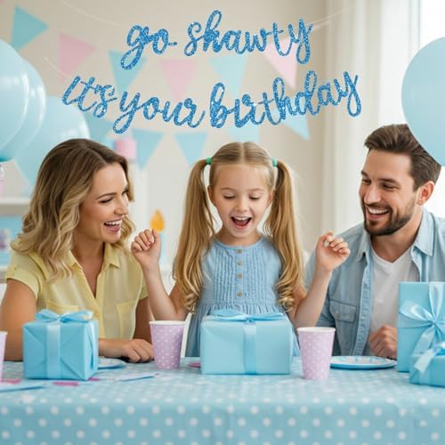 BEISHIDA Sky Blue Pre-Strung Go Shawty It's Your Birthday Banner Decor - Image 5