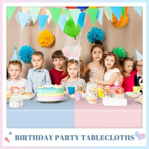 NatNarr 6 Pcs Gender Reveal Plastic Tablecloths, Pink Blue Table Cover - Image 7