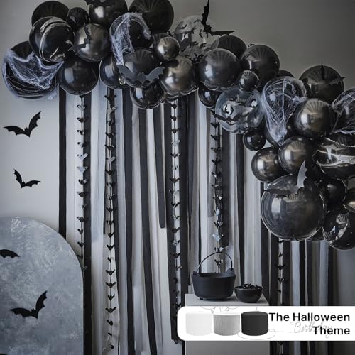 PartyWoo Black Crepe Paper Streamers 4pcs 328 FT Black Streamers - Image 2