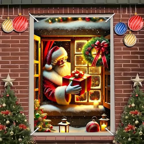 BlissYard Classic Santa Christmas Window Banner Fabric 31x47 Inch - Image 7