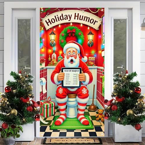 BlissYard Door Cover Christmas Santa Bathroom 35x71 Inch Polyester - Image 4