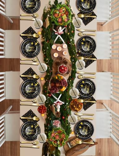 Nkaiso 161 Pcs Black Gold Birthday Plates and Napkins Set -20 Serves - Image 5