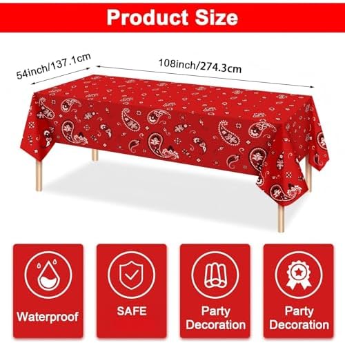 Tegeme 123 Pcs Western Cowboy Party Tableware Set for 30 Guests, Red - Image 2
