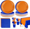 170 Pcs Orange and Blue Birthday Party Decorations, Serves 24 by Greencian