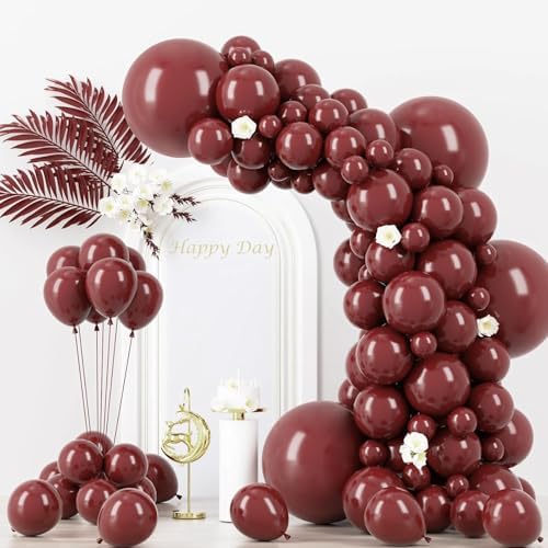 Voircoloria 130pcs Burgundy Balloons Garland Arch Kit, 18 12 10 5 Inch by Voircoloria