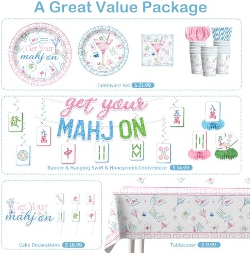 205PCS wellspar Mahjong Party Supplies Tableware Set, Serves 25 Guests - Image 3