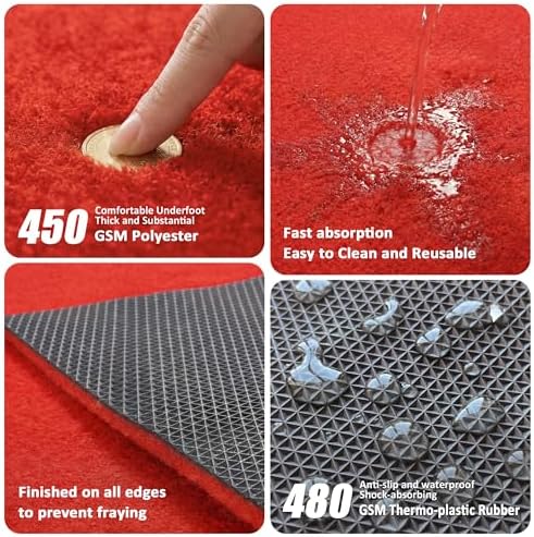 Extra Thick Red Carpet Runner for Party, 3ft x 30ft Red Runner Rug - Image 3
