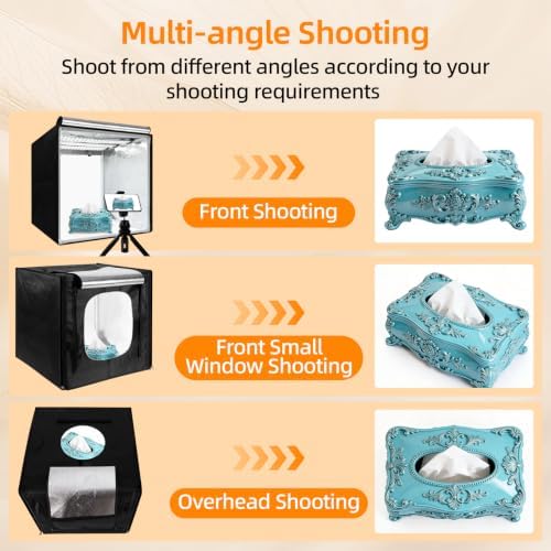 Light Box with Tripod Stand, 16"x16"Upgraded LightBox with 3 Stepless Dimming Light Boards (CRI ≥95) 189 Light Beads, Shooting Tent kit with 6 PVC Backdrops.Photo Studio Light Box for Photography - Image 6