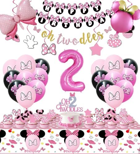 Pink Mouse 2nd Party Supplies Twodles Girl Birthday Decorations 2 by Nyhpar