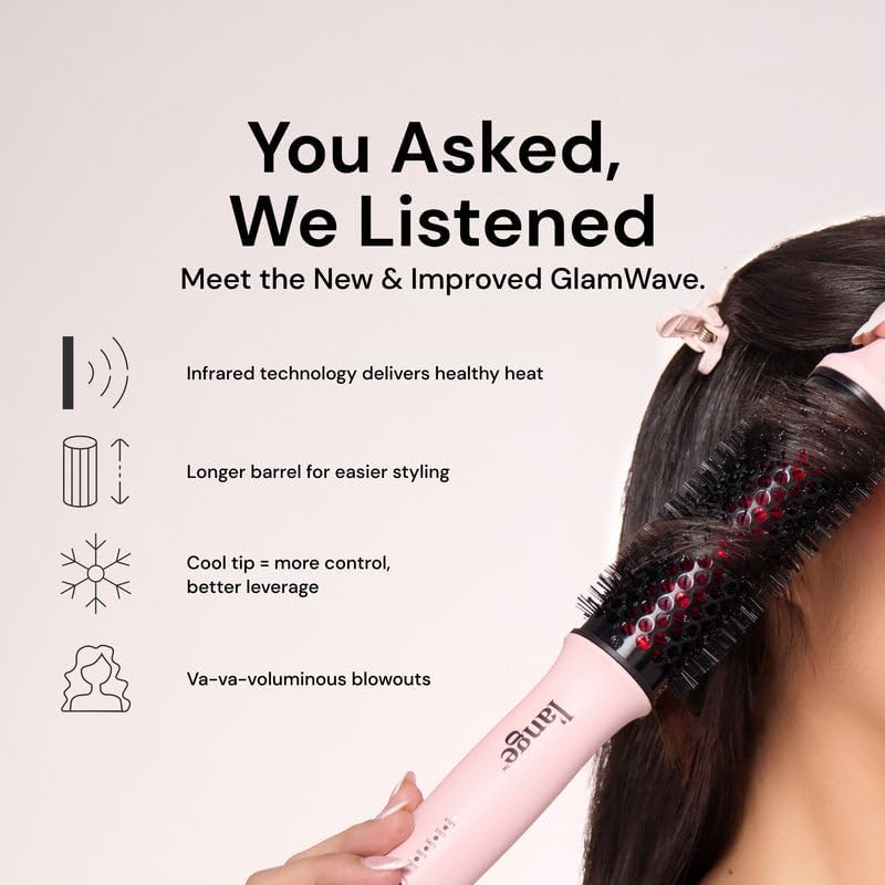 L’Ange Hair GlamWave Infrared Ionic Thermal Brush | 38mm Anti-Frizz Heated Round Brush for Volume, Defined Curls & Shine | Fast Heat-Up, Auto Shut-Off | Black - Image 3