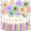 Sage Green and Blush Purple Baby Shower Decorations - Sweet Baby Girl Banner, Olive Green Lanterns, Streamers, Tissue Pom Poms, Paper Fans, Boho Paper Tassel, Rustic Backdrop Decor by IHEPYQ