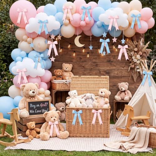 2 Strings Pink and Blue Bow Garland Banner, Gender Reveal Decorations - Image 4