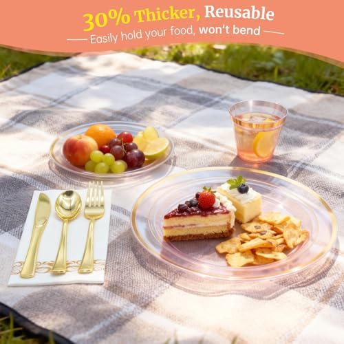 AIRE Pink Gold Plastic Plates Set, 350PCS Disposable Tableware for 50 - Image 5