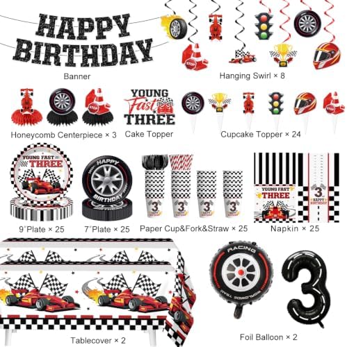 199Pcs Shifting Into 3rd Year Birthday Decorations Tableware Set, 25 Serves - Image 2
