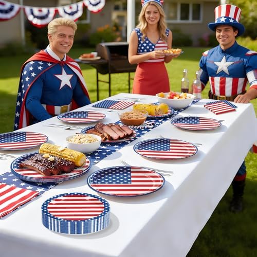 180pcs 4th of July Plates and Napkins Party Supplies,Serves 60 - Image 6
