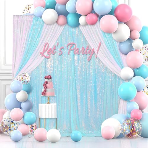 Blue Iridescent Sequin Backdrop 8ft x 8ft Glitter Photo Booth Backdrop - Image 4