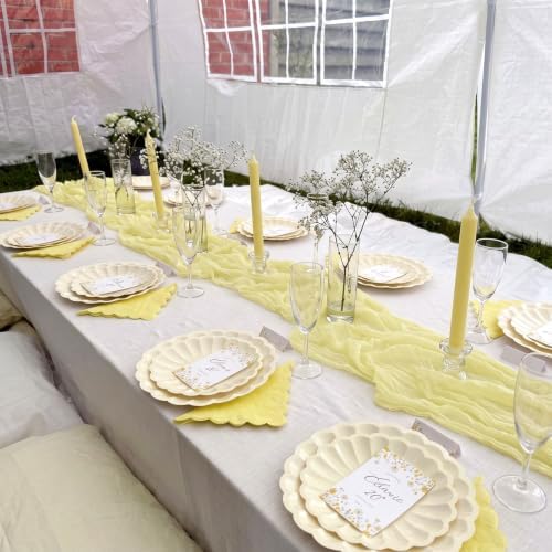6 Pcs Butter Yellow Cheesecloth Table Runner 118" Cloth Runner - Image 3