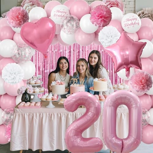 20th Birthday Decorations Girls Pink Number 20 Balloon Bow Coquette Party - Image 5