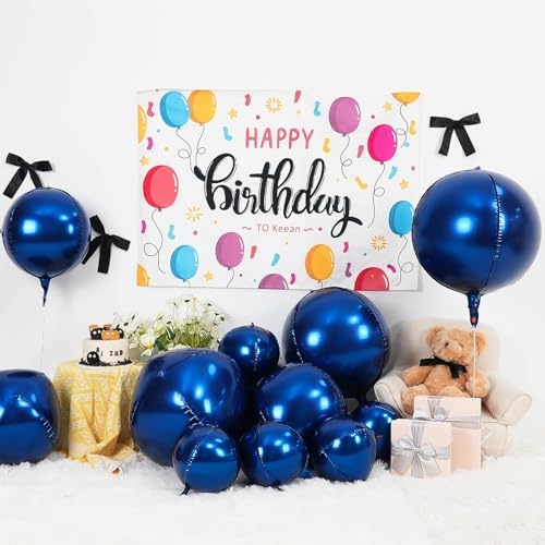 12PCS Navy Blue Round Foil Balloons 22" 15" 10" Large Chrome Blue Balloons - Image 3