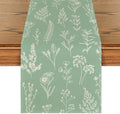 Artoid Mode Sage Green Leaves Flowers Spring Table Runner, Seasonal Kitchen Dining Table Decoration for Home Party Decor 13x90 Inch by ArtoidMode