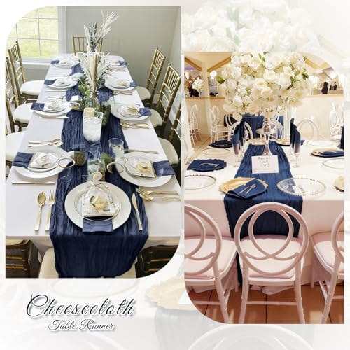 3 Pack Navy Blue Cheesecloth Table Runner, 17 x 108 inch, Semi Sheer Boho Cheese Cloth Fabric Table Runner Bulk for Wedding , Birthday, Party, Holiday, Home Decor (Navy Blue) - Image 6