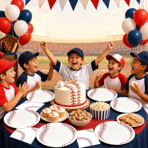 40 Pcs Baseball Plates and Napkins Set, Large 9 Inch Party Plates - Image 7