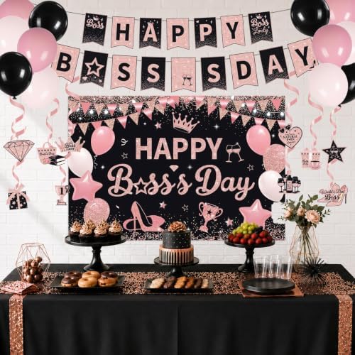 Rose Gold Happy Boss’s Day Party Decorations for Boss Lady - Image 6