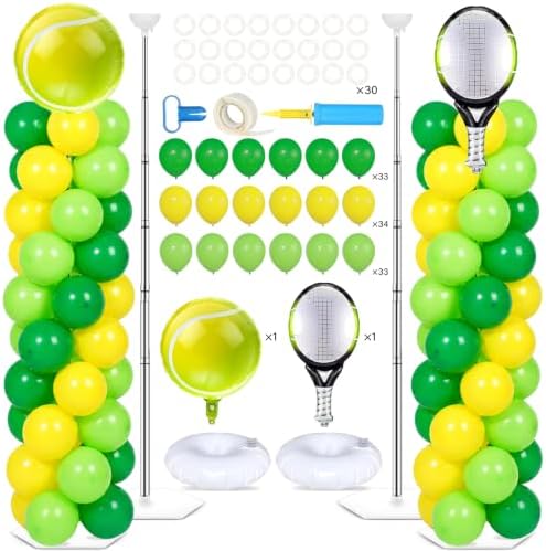 2 Sets Tennis Racket Balloon Column Stand Adjustable Sports Balloon Decor by Naozinebi