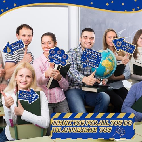 24pcs Customer Service Week Appreciation Decor Photo Prop, Blue, Gold - Image 5
