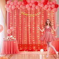 10ft x 10ft Red Tulle Photo Backdrop Curtain with Lights String for Christmas Party Red Sheer Curtain Backdrop Drapes for Birthday Party Wedding Holiday Photo Booth Background Home Room Decorations by Suppromo