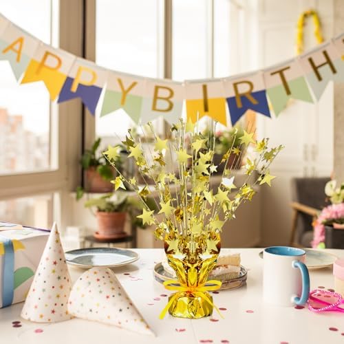 Crowye 6 Pcs Gold Foil Spray Centerpieces, Wedding Table Decor, Medium Star - Image 4