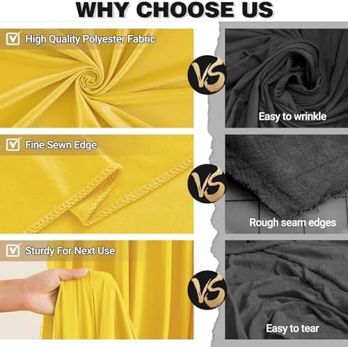 10x10ft Yellow Backdrop Curtain Panels for Parties - Wrinkle Free Polyester Photo Curtain Backdrop Wedding Back Drop Fabric Drapes for Party Decorations Background for Photography - Image 5