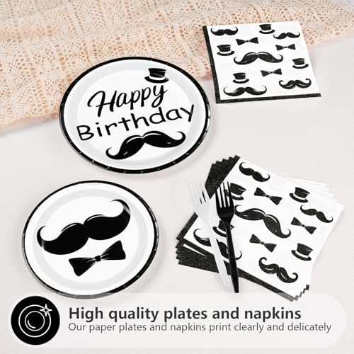 96Pcs Mustache Happy Birthday Party Decorations, Serve 24 - Image 3