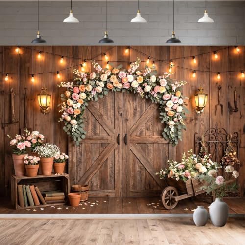 Western Backdrop Wild West Vintage Wooden Rustic Wooden House Barn Photography Background for Kids Boy Children Boy Baby Birthday Banner Photo Booth 7X5 FT - Image 2