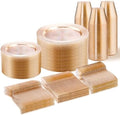 WELLIFE Gold Glitter Disposable Plates, Dinnerware Set for 75 Guests by WELLIFE