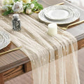 Artoid Mode Pearl Beige Gauze Table Runner 59x120 Inch , Seasonal Sheer Kitchen Dining Holiday Wedding Birthday Baby Shower Table Decor for Home Party by ArtoidMode