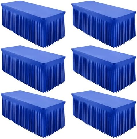 Shillance 6 Packs Royal Blue Tableclothes for 6 Foot Rectangle Table, Wrinkle Free Spandex Tablecovers 6FT Stretch Fitted Table Cloth with Skirt for Birthday Parties Graduations Event Wedding Banquet by Shillance