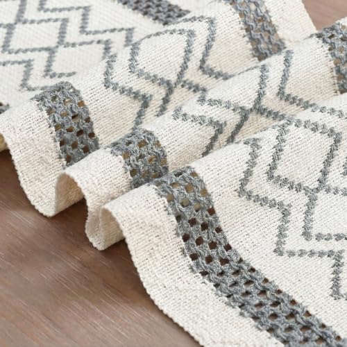 Artoid Mode Dark Grey Stripe Diamond Woven Table Runner 12x120 Inch - Image 6