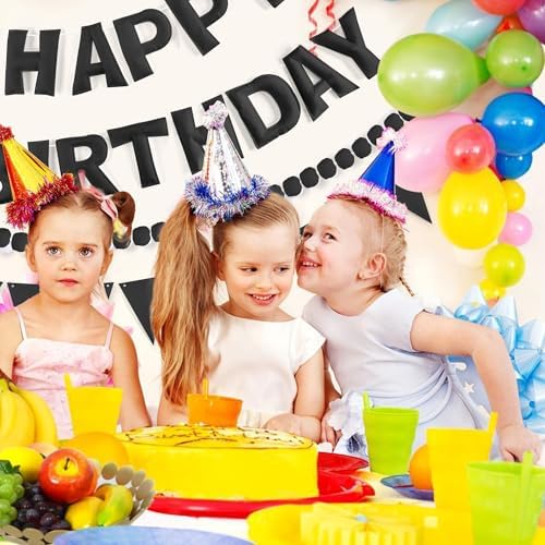 CANREVEL 3 PCS Pre-Strung 3D Happy Birthday Banner Decorations, Black - Image 5