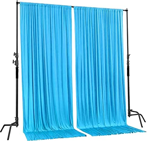 AK TRADING CO. 10 feet x 10 feet Polyester Backdrop Drapes Curtains Panels with Rod Pockets - Wedding Ceremony Party Home Window Decorations - Turquoise - Image 3