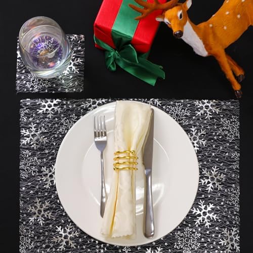 Snowkingdom Christmas Snowflake Silver Table Runner 11 Inch x 100 Feet Sparkly Silver Foil Glitter Metallic Mesh Dining Table Decorations for Seasonal Winter Xmas Festival Holiday Home Party - Image 7
