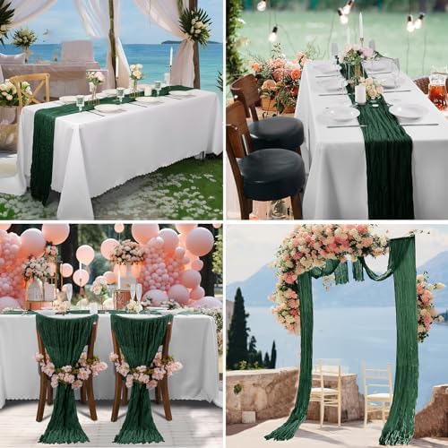 Bailarina 25 Pack Cheesecloth Table Runner 17x108 Inch Long Gauze Cheese Cloth 9ft Wrinkled Sheer Table Runner for Wedding Reception Birthday Party Table Decoration (Emerald Green) - Image 7