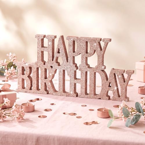 Novabright Happy Birthday Sign, Rose Gold, Glitter by Unknown