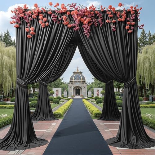 10x12ft Black Backdrop Curtain Panels for Parties - Wrinkle Free Polyester Photo Curtain Backdrop Wedding Back Drop Fabric Drapes for Party Decorations Background for Photography - Image 3