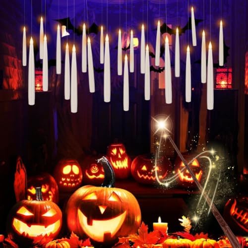 24 Pack LED Floating Candles with Wand Remote, 6.5 Inch Flameless LED Taper Candles with Flickering Warm Light, Hanging Suspended Candles for Home Decor, Party and Halloween - Image 3